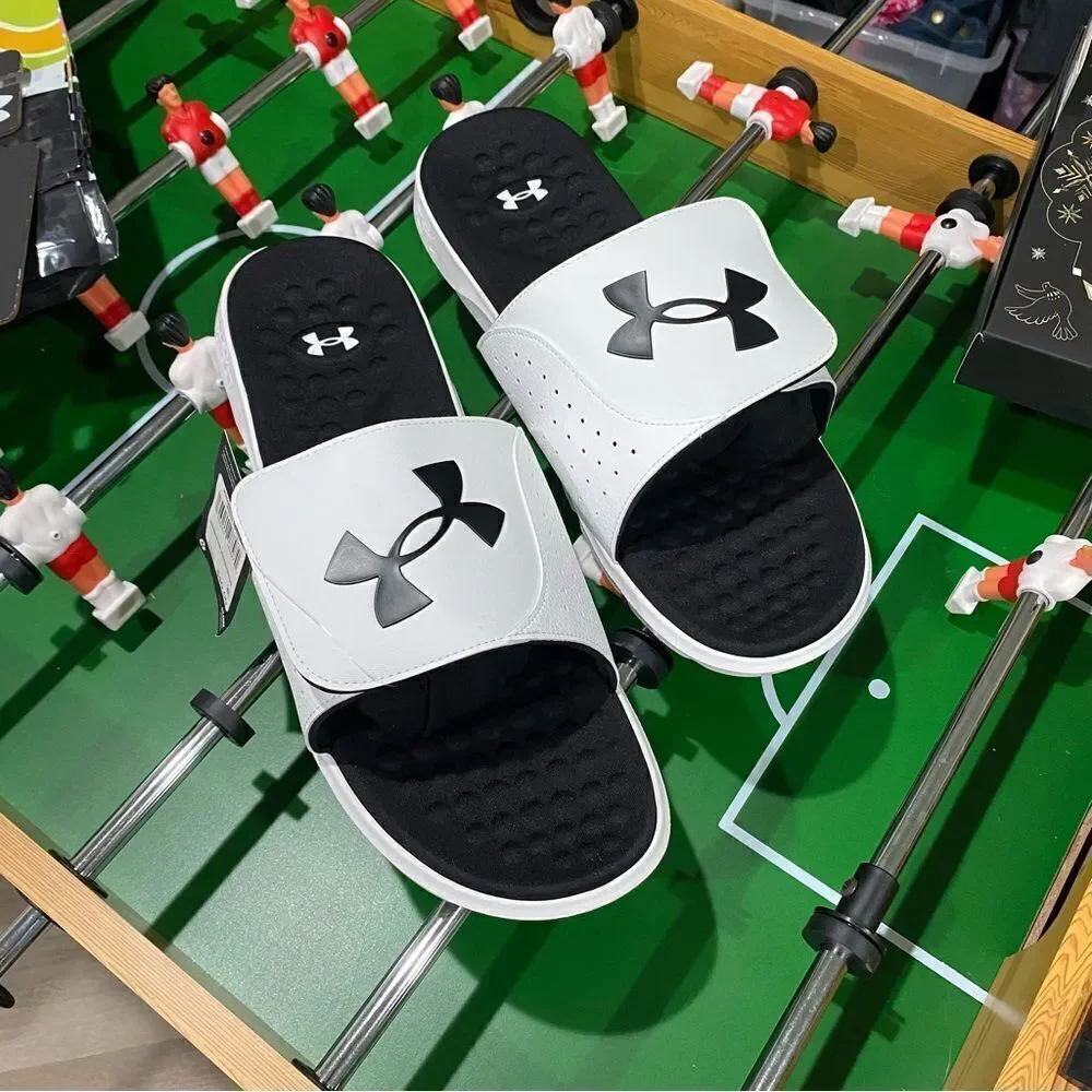 Under Armour Men's Size 18 Ignite Pro Slide Sandal Black & White